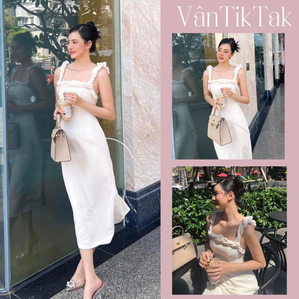 Đầm 2 Dây Cup Ngực Dáng Dài Xòe Xốp Váy Nữ Dự Tiệc Sang Chảnh Thiết Kế