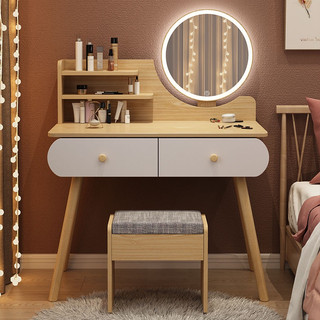 Bàn trang điểm có led kèm kệ, ngăn kéo HOLI SMART FURNITURE AK02 80x40x120cm giá rẻ có gương
