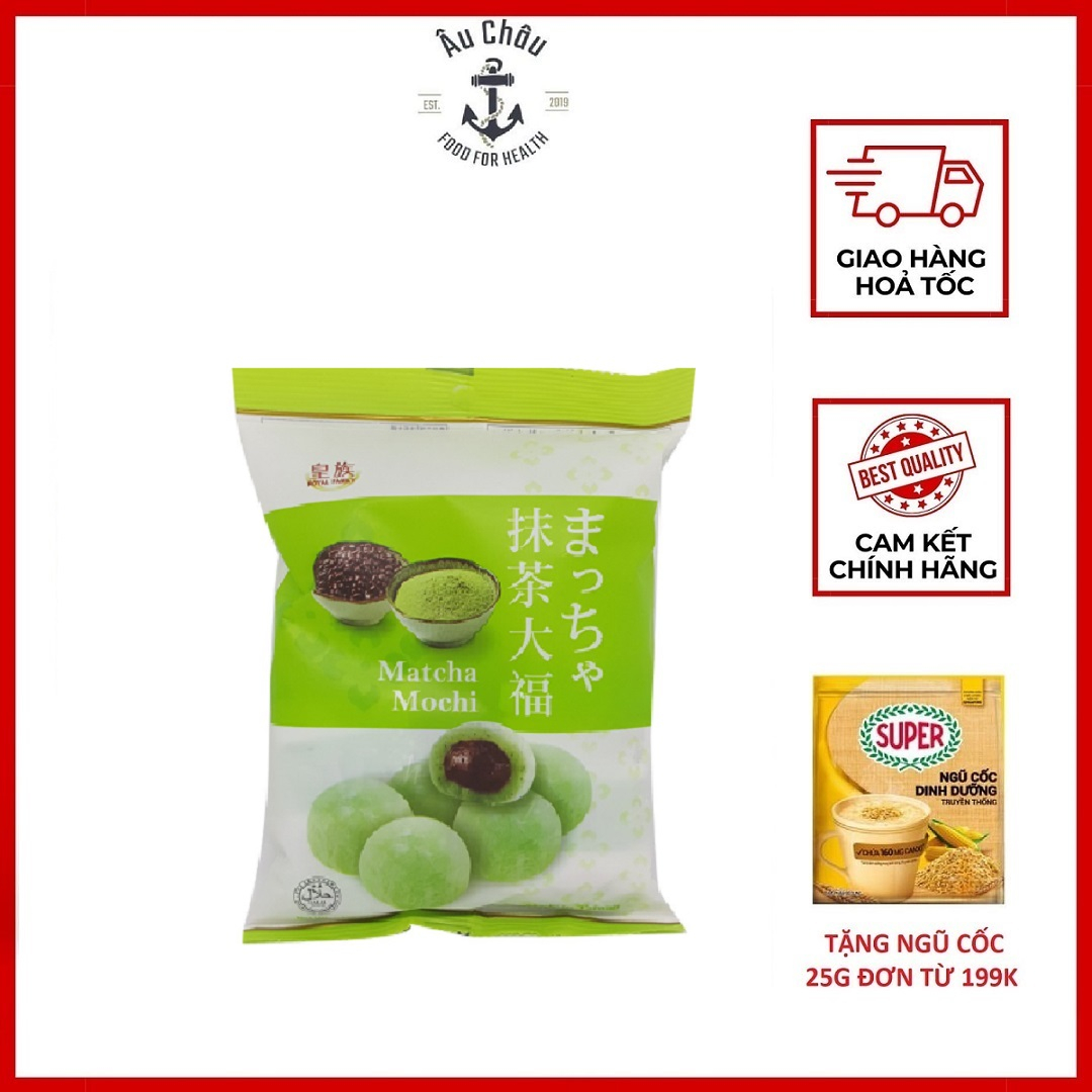 Bánh mochi trà xanh Đài Loan kem lạnh Royal Family dẻo ngon ít calo 120g 9 bánh - ÂU CHÂU SHOP