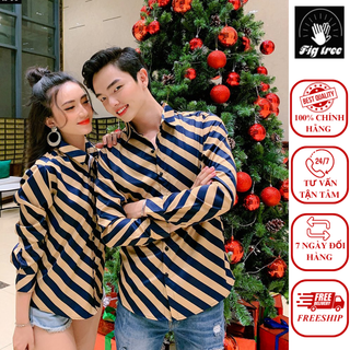 Áo Sơ Mi Cặp FIGTREE 153B Sọc Chéo Hot Nhất Hiện Nay