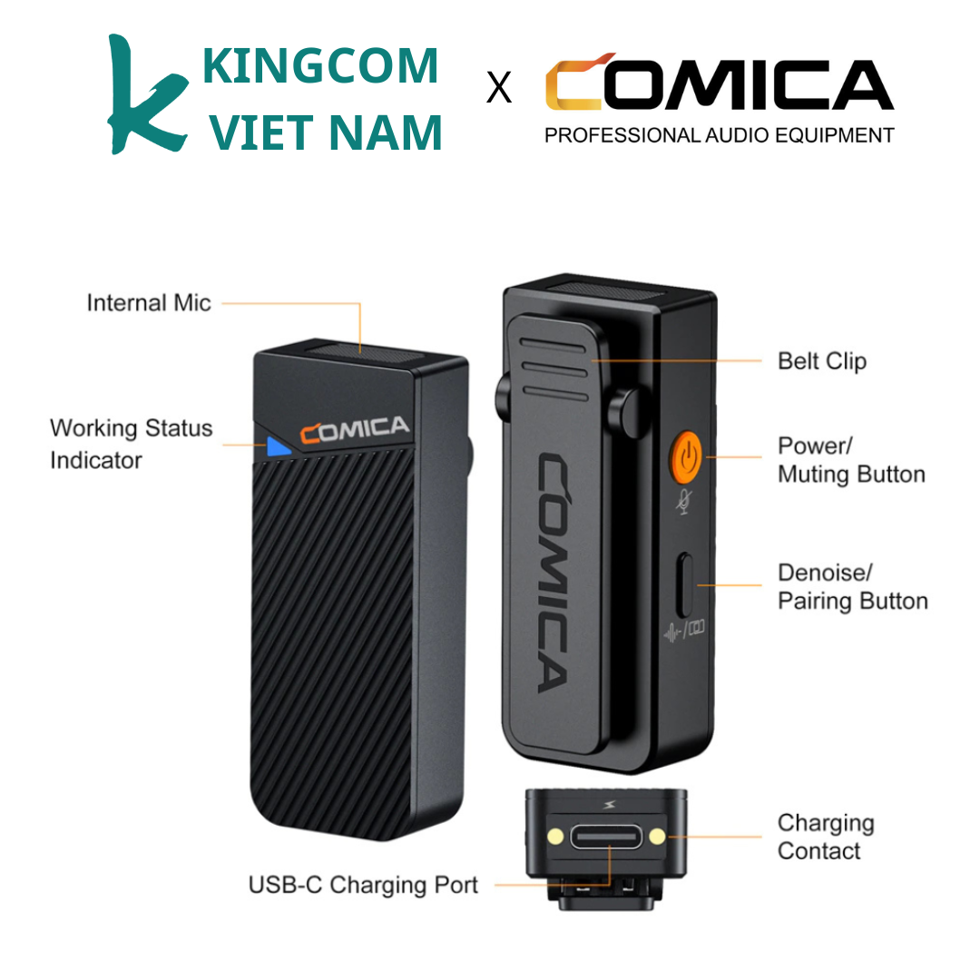 COMICA VIMO C1/C2/C3 - Mic Thu Âm Không Dây Cổng 3.5mm Cho Điện Thoại & Máy Ảnh - Hàng Chính Hãng/ Bảo Hành 12 Tháng