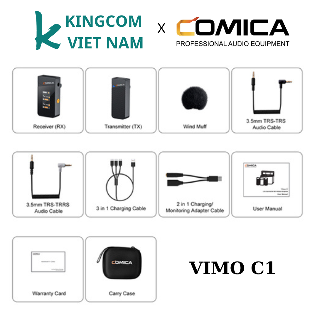 COMICA VIMO C1/C2/C3 - Mic Thu Âm Không Dây Cổng 3.5mm Cho Điện Thoại & Máy Ảnh - Hàng Chính Hãng/ Bảo Hành 12 Tháng