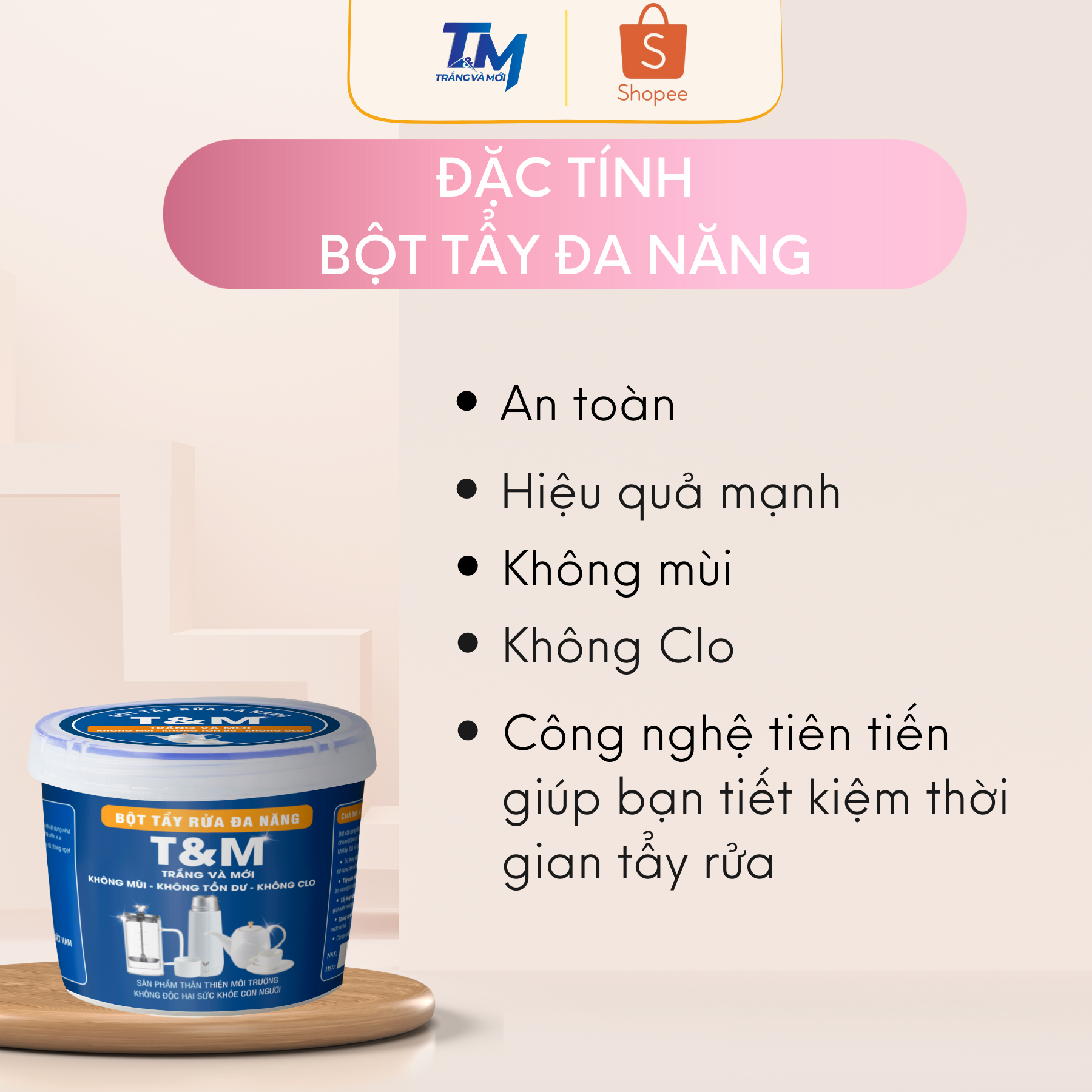 Hộp 1KG & 500g- Bột Tẩy Rửa Thông Minh Đa Năng T&M Cho Bà Nội Trợ