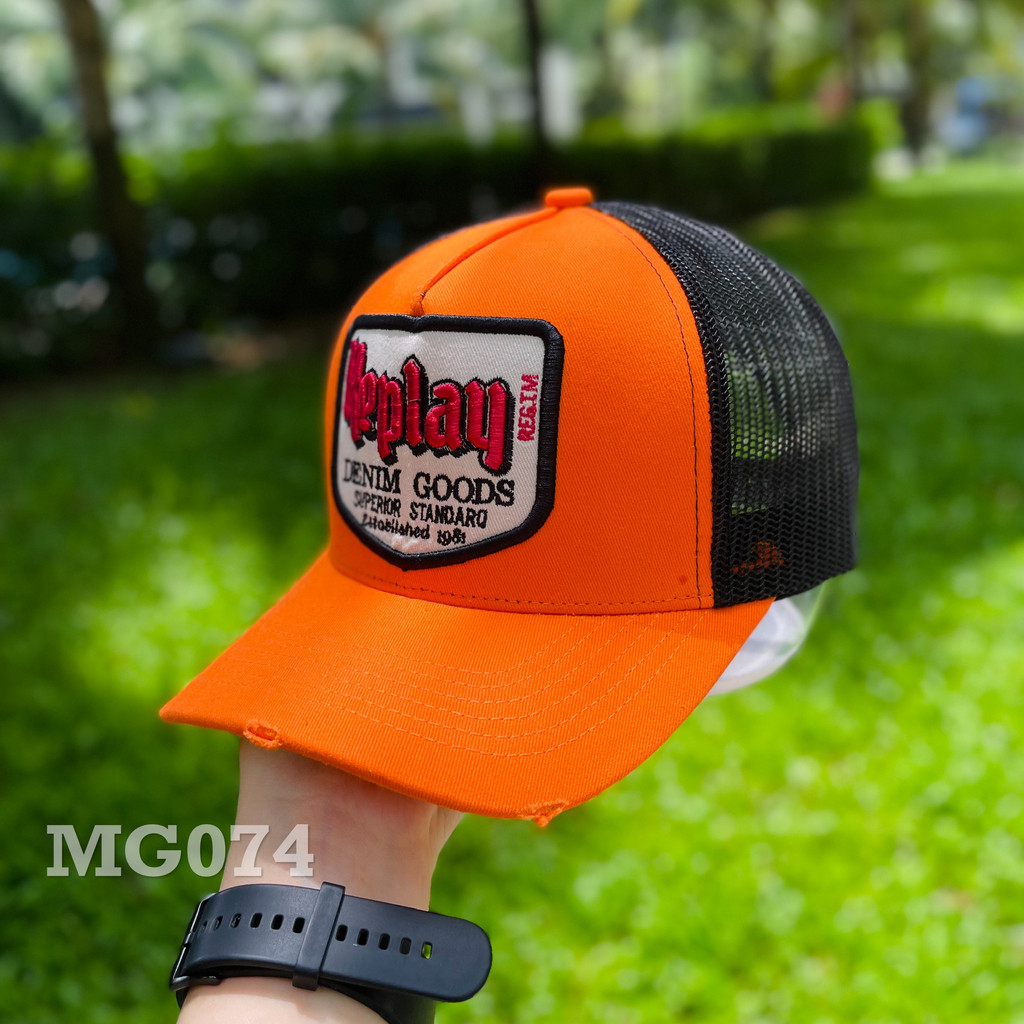 Nón kết Mũ lưỡi trai lưới Mesh Cap Replay nam nữ thoáng khí màu cam MG074