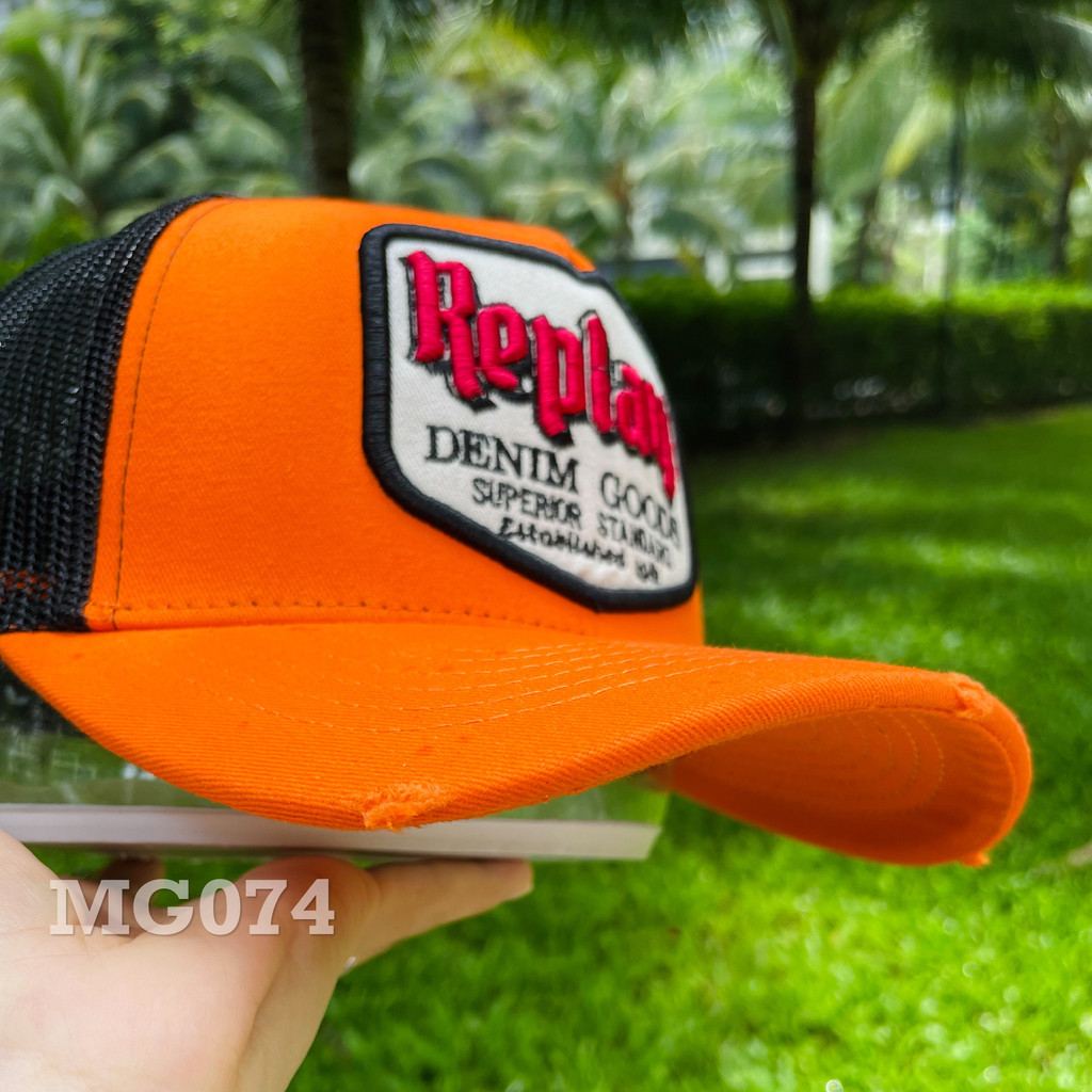 Nón kết Mũ lưỡi trai lưới Mesh Cap Replay nam nữ thoáng khí màu cam MG074