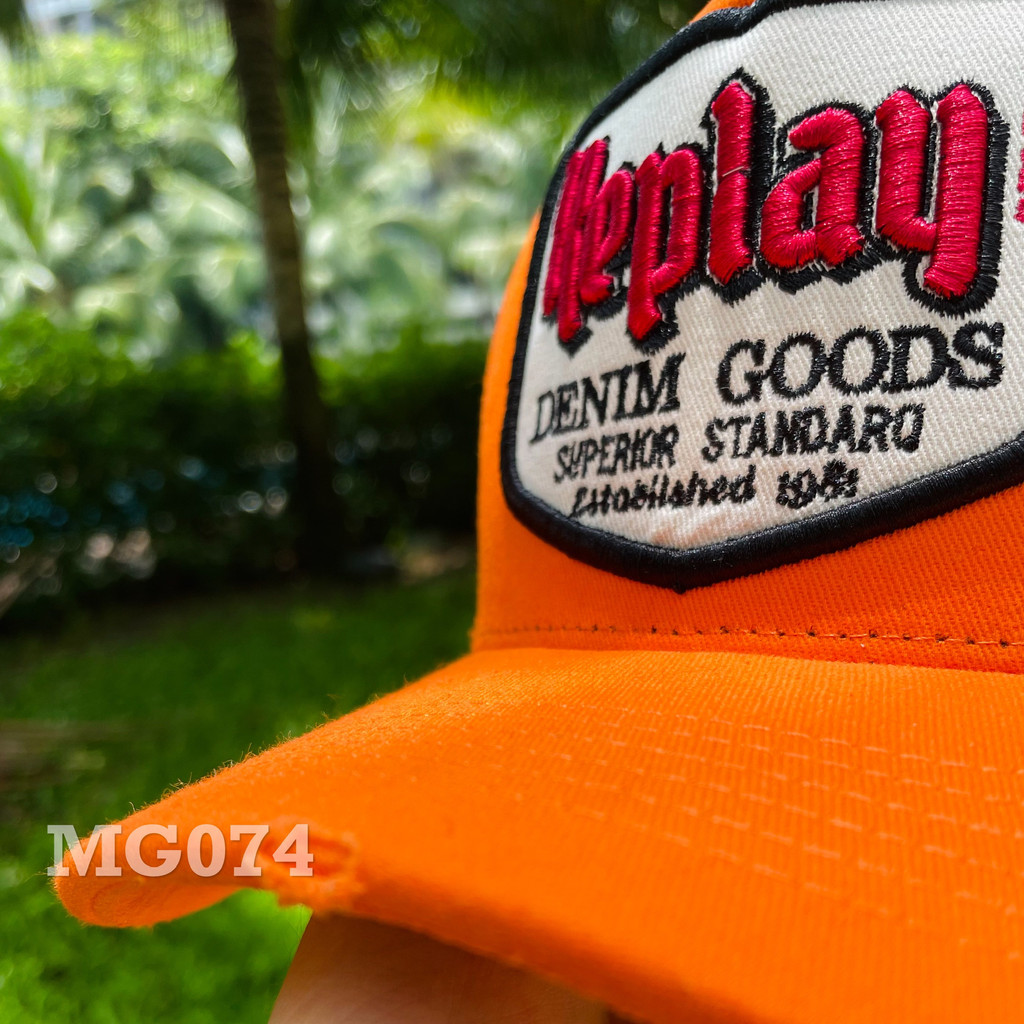 Nón kết Mũ lưỡi trai lưới Mesh Cap Replay nam nữ thoáng khí màu cam MG074