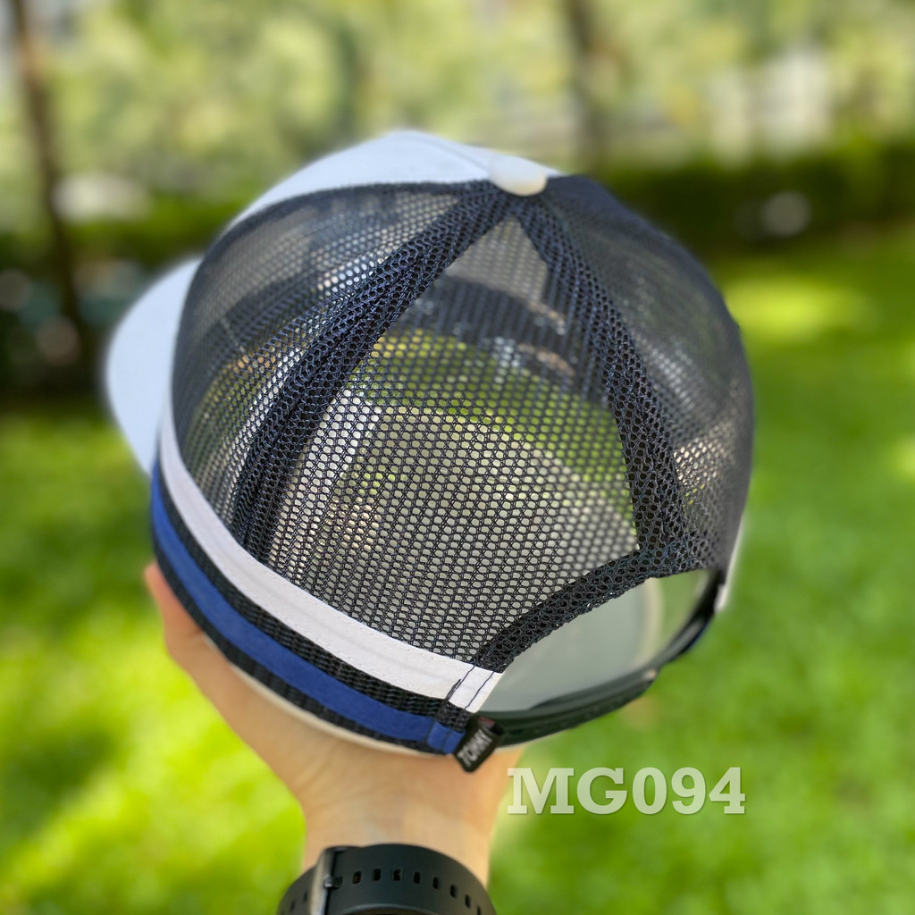 Nón kết đẹp Mũ lưỡi trai lưới Mesh Cap nam nữ thoáng khí màu trắn thêu chữ đôi TH MG094