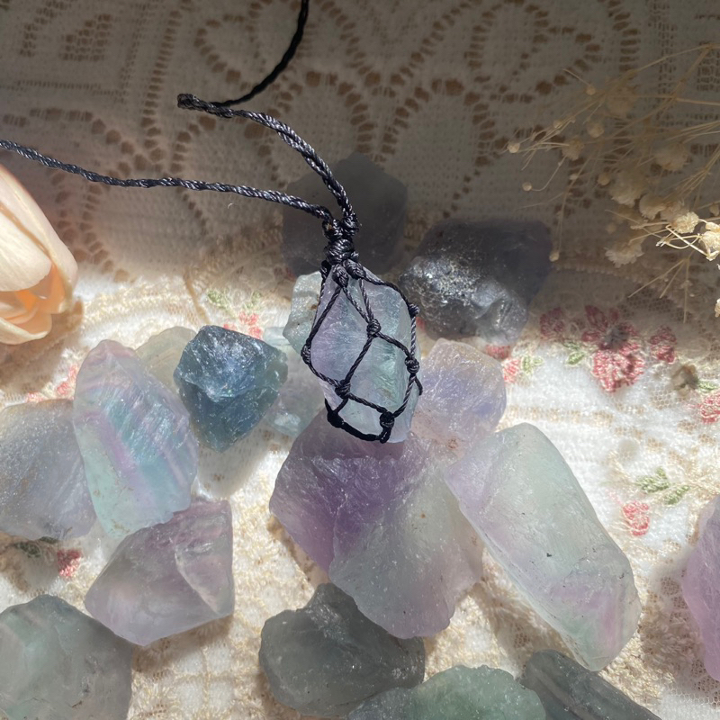 Vòng cổ Fluorite màu đa sắc, xanh cổ vịt