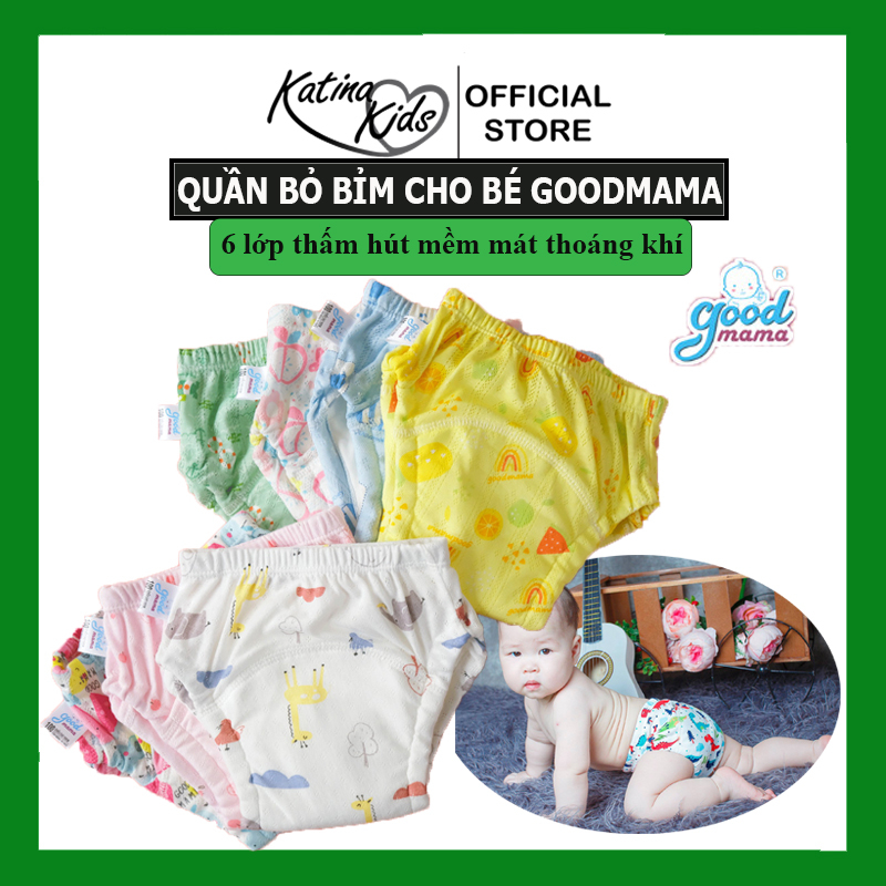Quần bỏ bỉm cotton cao cấp Goodmama, 6 lớp dày dặn, mềm mát, thoáng khí, chống hăm