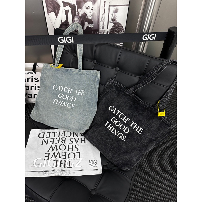 Túi tote jean mặt chữ Gigi