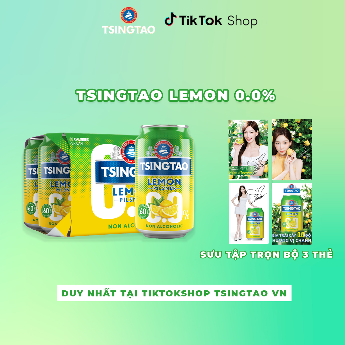 (Tặng Card Taeyeon) Lốc 6 lon TSINGTAO hương chanh sảng khoái