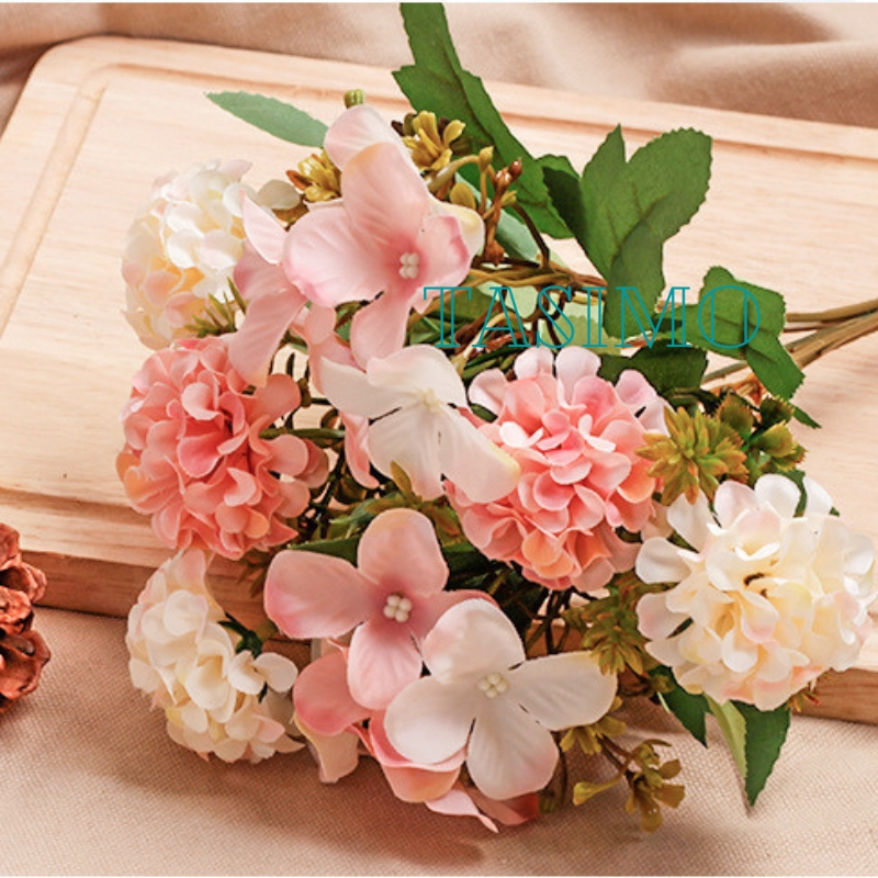 Set 3 Bó Cẩm Tú Cầu Hoa Cúc Siêu Đẹp Cắm Trang Trí Bàn Tiệc, Bó Hoa Giả Tiệc Cưới, Nhà Hàng Tiện Lợi