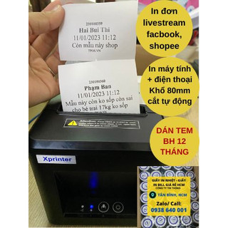Máy In Chốt Đơn Livestream Facebook Tpos - Shopee 2 cổng USB + Lan Điện Thoại và Máy Tính xprinter K80 Cắt Giấy Tự Động