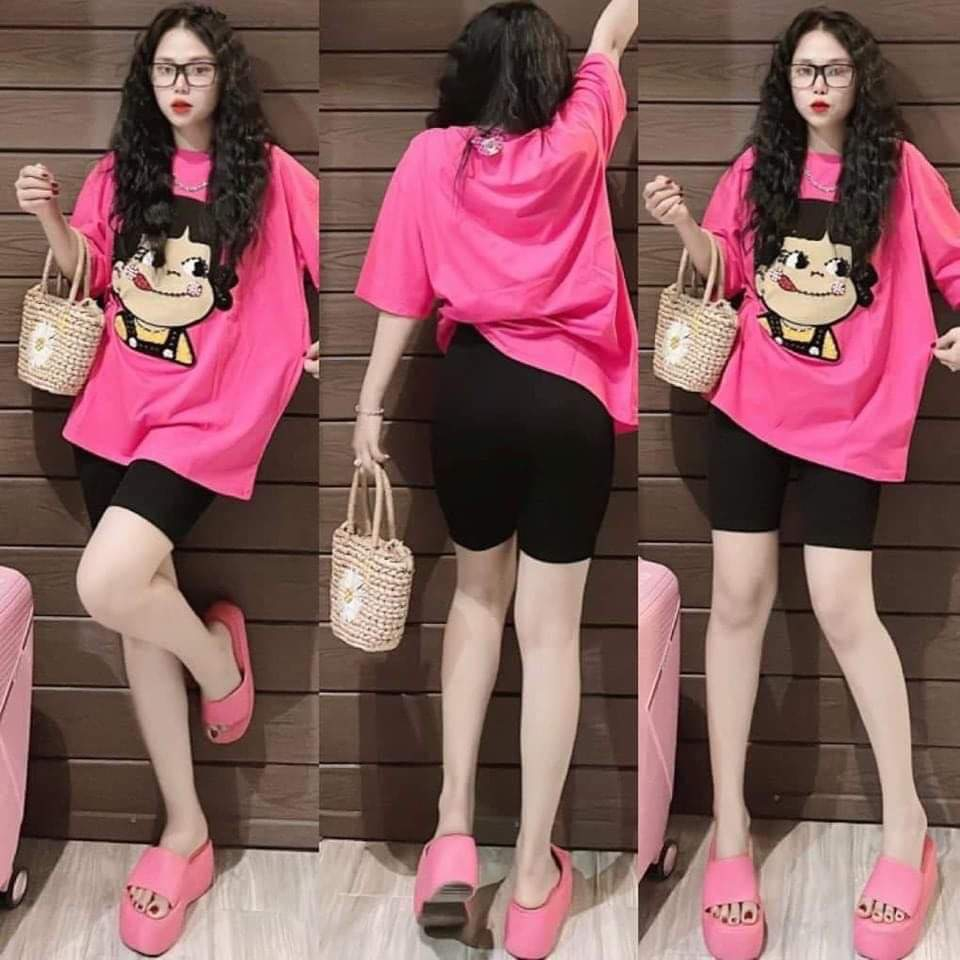 Set Bộ Lửng Quần Thun Gân Áo Thêu Cô Gái Bigsize Mặc Nhà