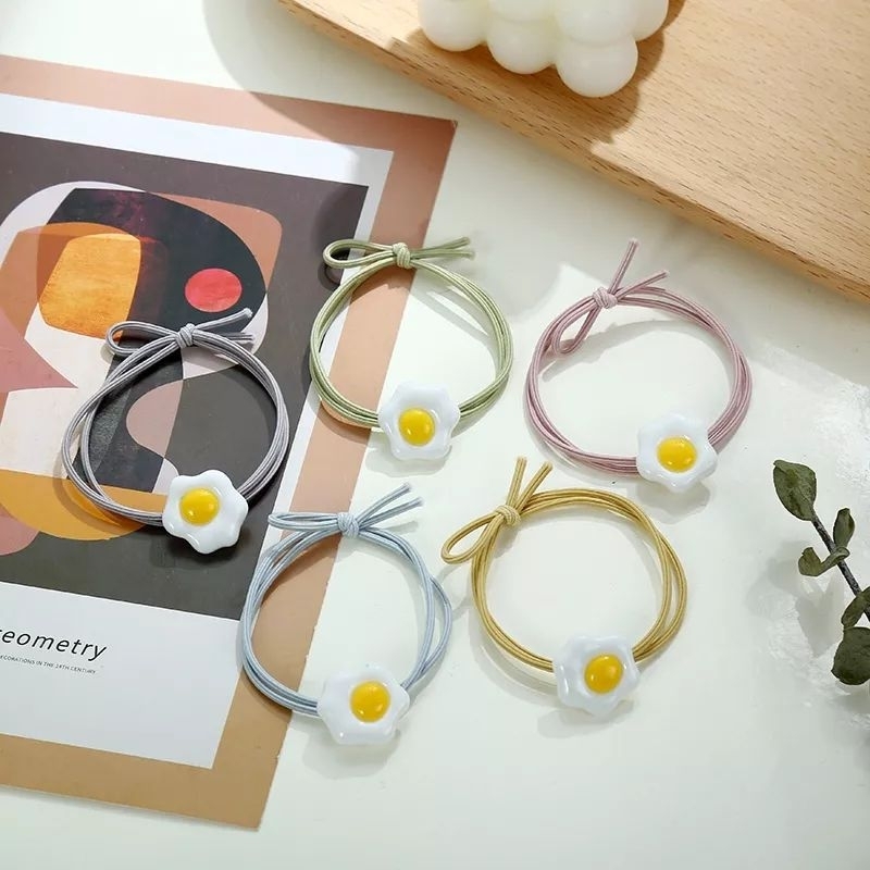 Buộc tóc hình trứng ốp la thun siêu đàn hồi