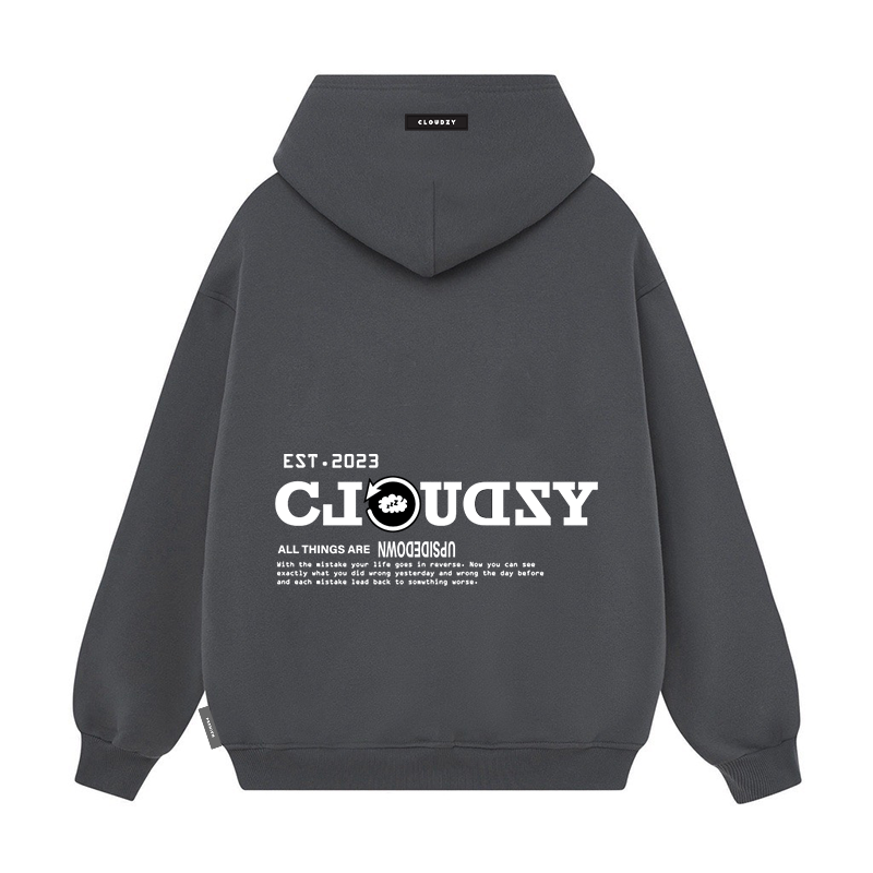 Áo khoác hoodie nam nữ local brand unisex cặp đôi nỉ ngoại cotton form rộng có mũ xám đen dày cute zip CLOUDZY REVERSED