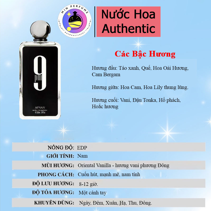 Nước Hoa Nam Afnan 9PM -  Bad Boy, Ấm áp, Cá tính [Mầu thử 5-10-20ml]