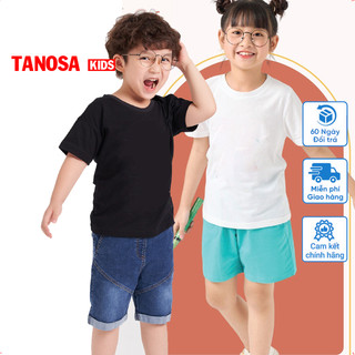 Áo thun trơn cộc tay cho bé trai và bé gái TANOSA nhiều màu thời trang hè 2022 10-25kg
