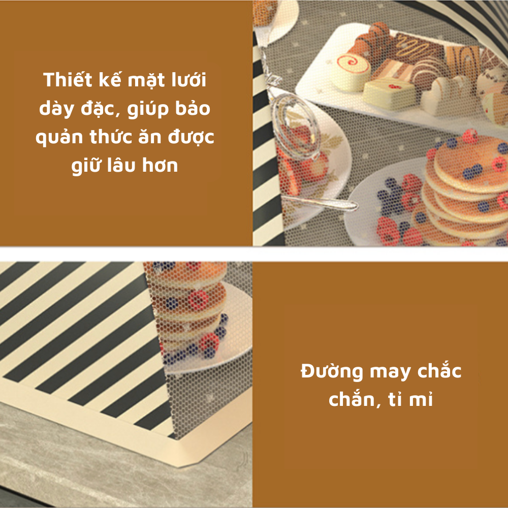 Lồng bàn gấp gọn thông minh, Lồng bàn thiết kế lưới gấp gọn, Lồng bàn vải đẹp tiết kiệm diện tích dễ dàng sử dụng LB01