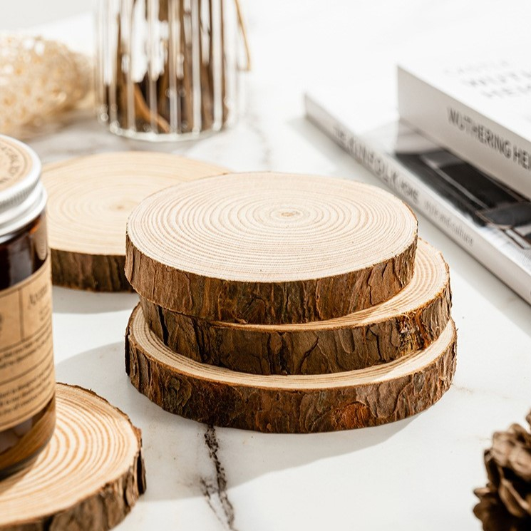 Đế nến thơm lót ly gỗ tự nhiên đường kính 11 cm Đồ trang trí có vân gỗ phụ kiện nến decor