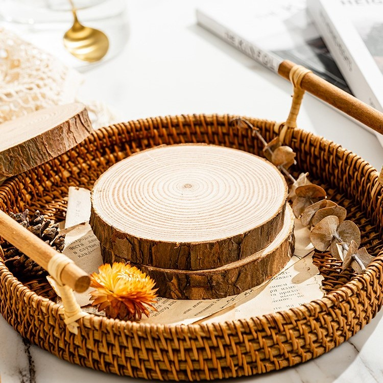 Đế nến thơm lót ly gỗ tự nhiên đường kính 11 cm Đồ trang trí có vân gỗ phụ kiện nến decor