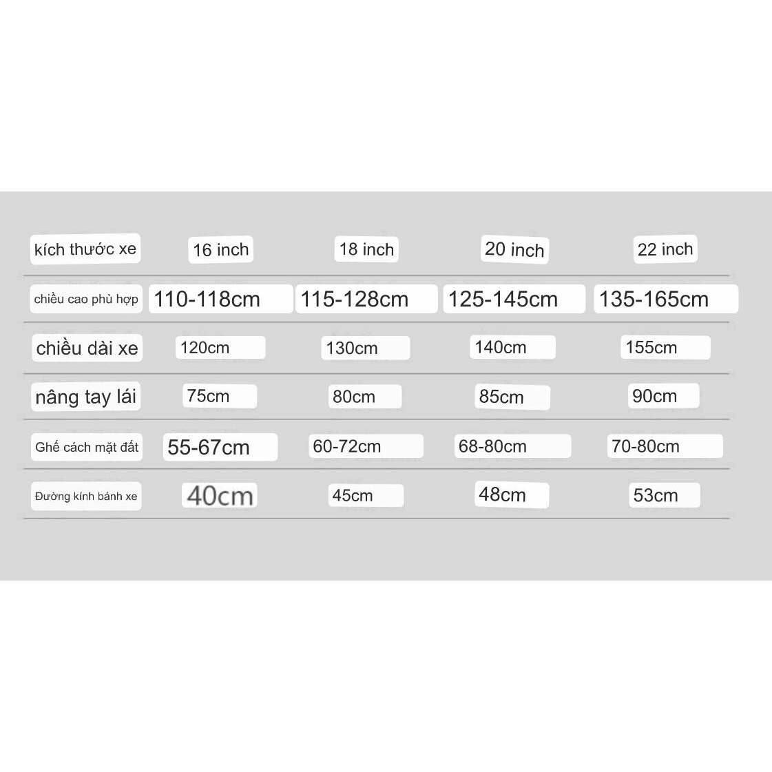 Xe đẹp cho bé và người lớn size 16-22