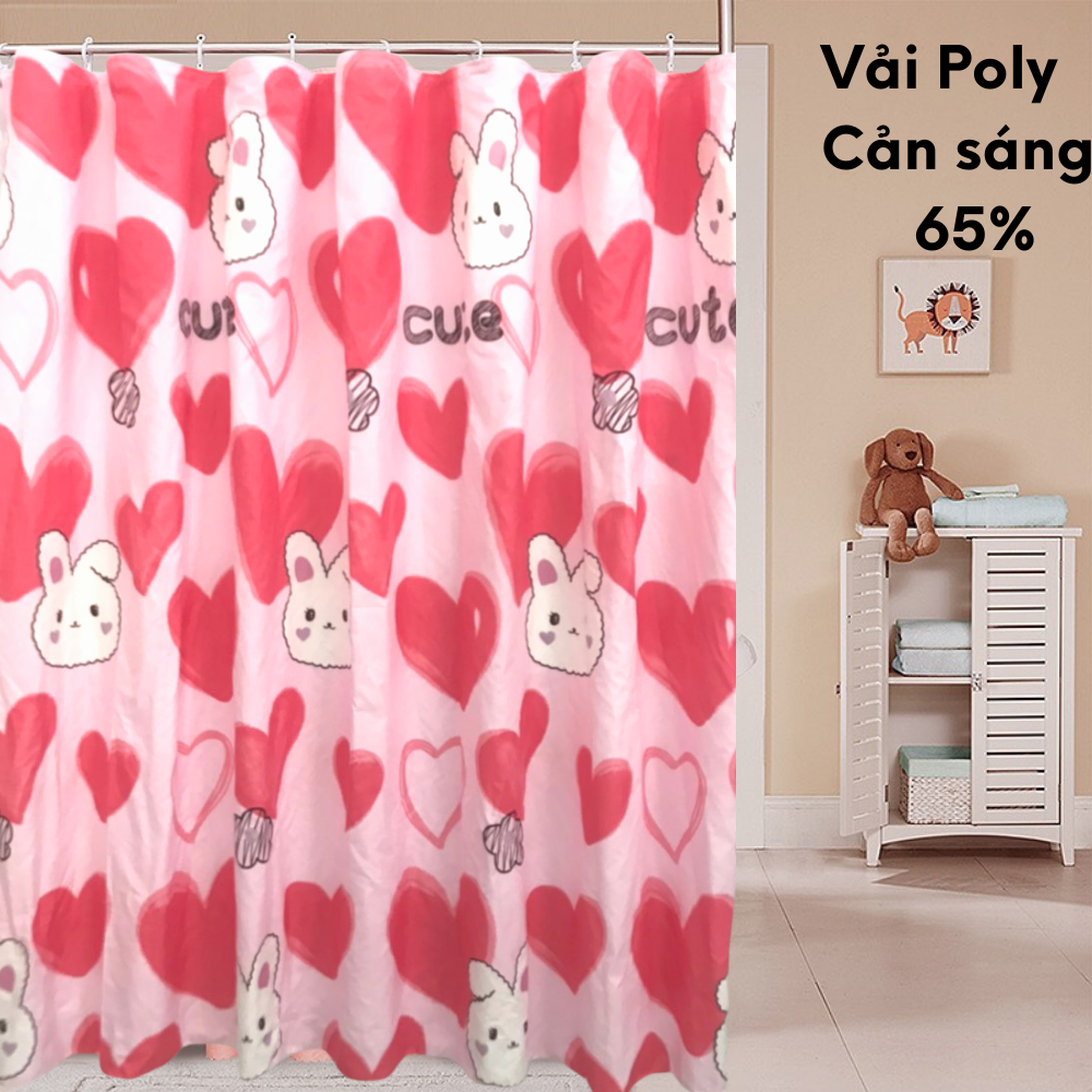 Rèm che ngăn phòng, treo cửa chắn nắng vải Poly có móc treo sẵn nhiều mẫu đủ kích thước