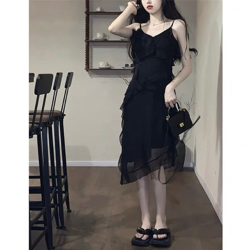 Set Váy Hai Dây Tầng Bèo Ren Tặng Kèm Áo Khoác Dou.dresso