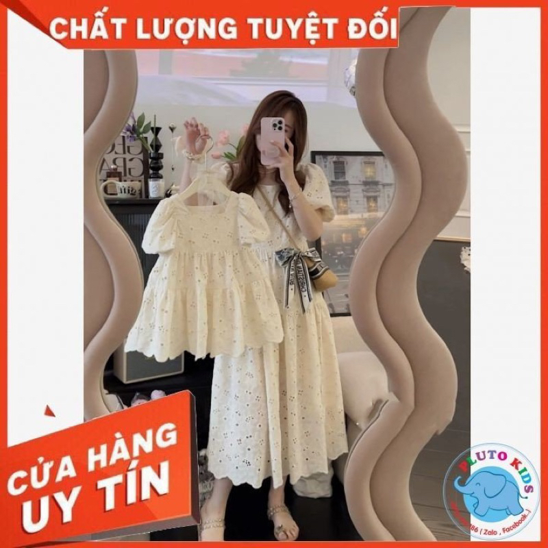 Set váy mẹ con retro vintage xinh xắn mẹ và bé