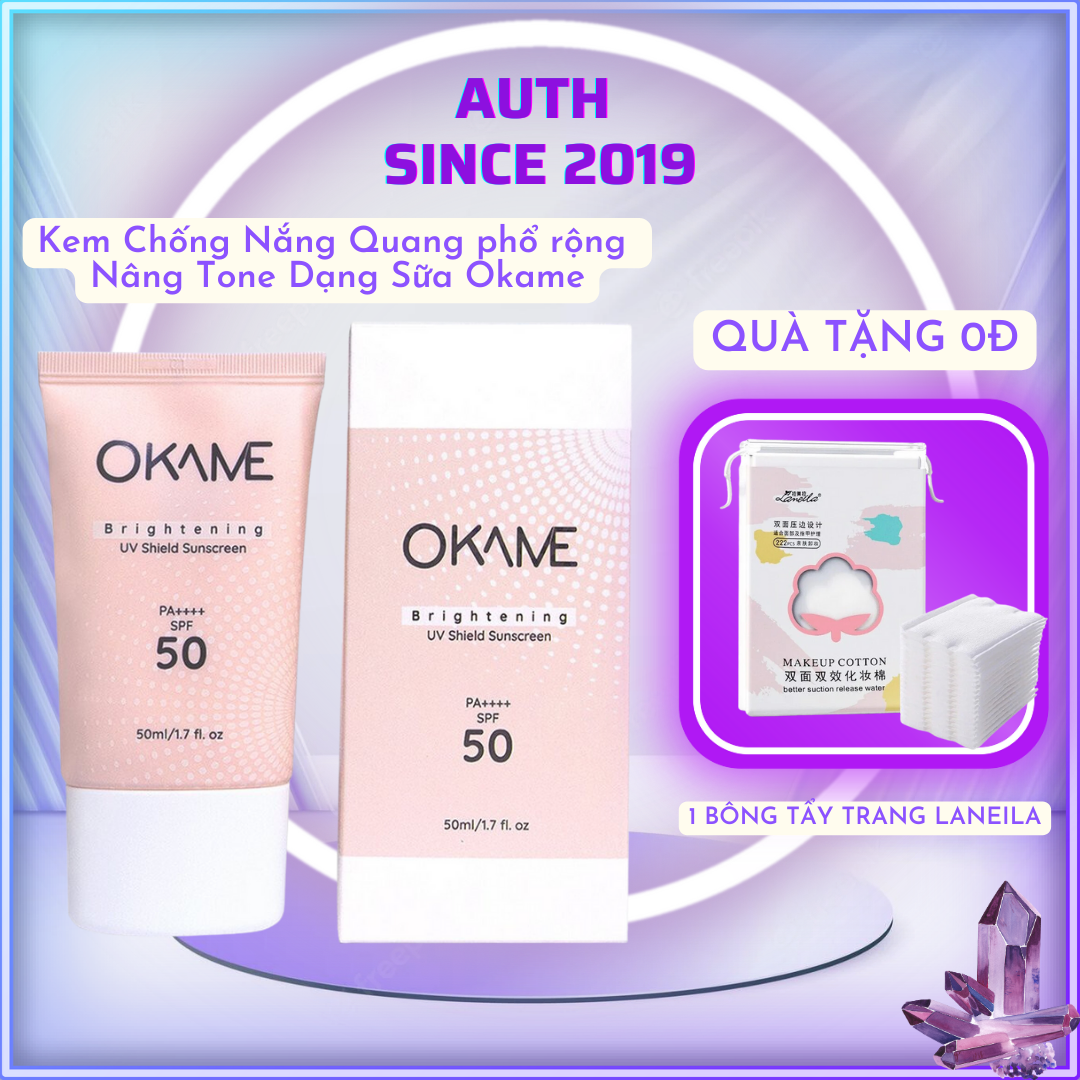 Kem Chống Nắng Nâng Tone Dạng Sữa Okame Brightening UV Shield Sunscreen SPF 50/PA++++