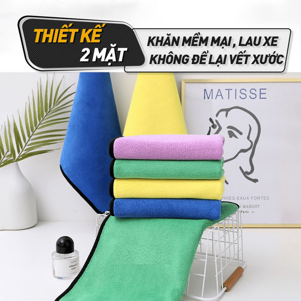 Khăn Lau Ô Tô Cao Cấp MEEOTO Màu Vàng 2 Lớp Cao Cấp Siêu Sạch Siêu Thấm Hút
