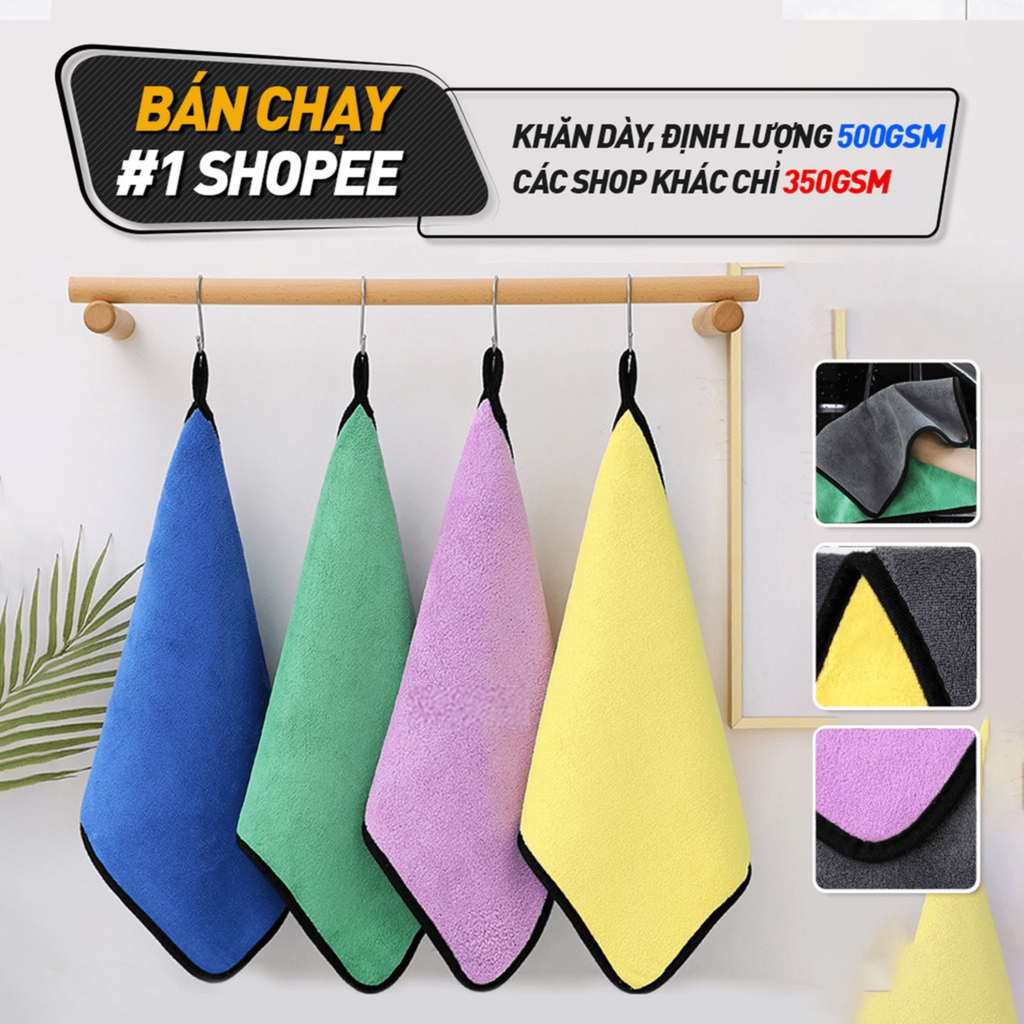 Khăn Lau Ô Tô Cao Cấp MEEOTO Màu Vàng 2 Lớp Cao Cấp Siêu Sạch Siêu Thấm Hút