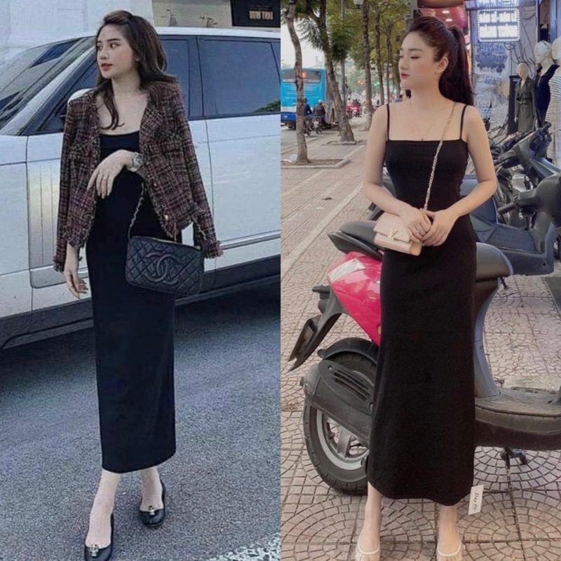 Đầm Body 2 Dây Dáng Ngắn Chất Thun Bozip Mặc 4 Mùa Siêu Đẹp, Váy Body 2 Dây Dáng Dài Maxi