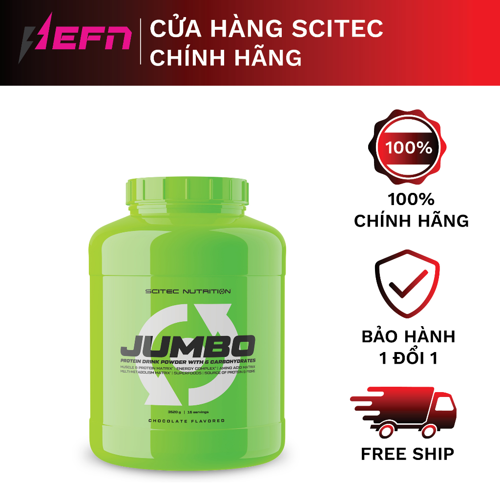 {MASS} JUMBO - Sữa tăng cân, tăng cơ Scitec Nutrition hộp 3520G (16 serving) - Chính hãng