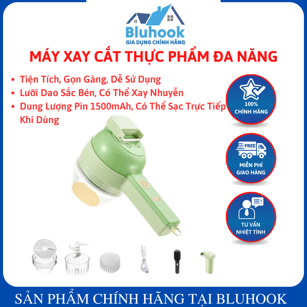 Máy Xay Cắt Thực Phẩm Đa Năng, Nhỏ Gọn, Tiện Lợi, Lưỡi Dao Sắc Bén Chống Gỉ, 200ml - Bluhook