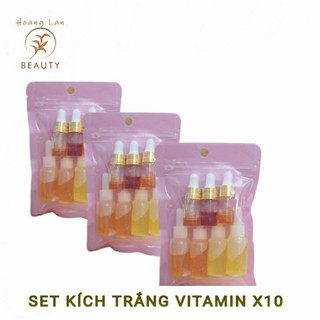 Set kích trắng vitamin x10 pha với kem body