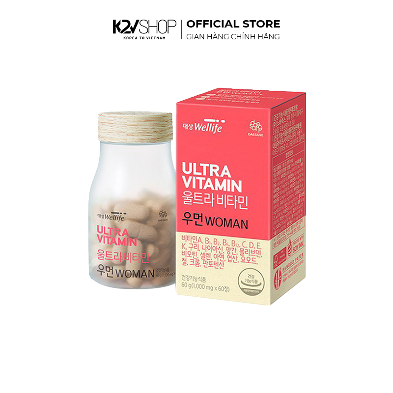 Viên Uống Bảo Vệ Sức Khoẻ Dành Cho Nữ Daesang Wellife Ultra Vitamin For Woman 60 Viên - K2V Shop