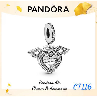 Pan ale charm treo tim đôi cánh viền đá bạc s925