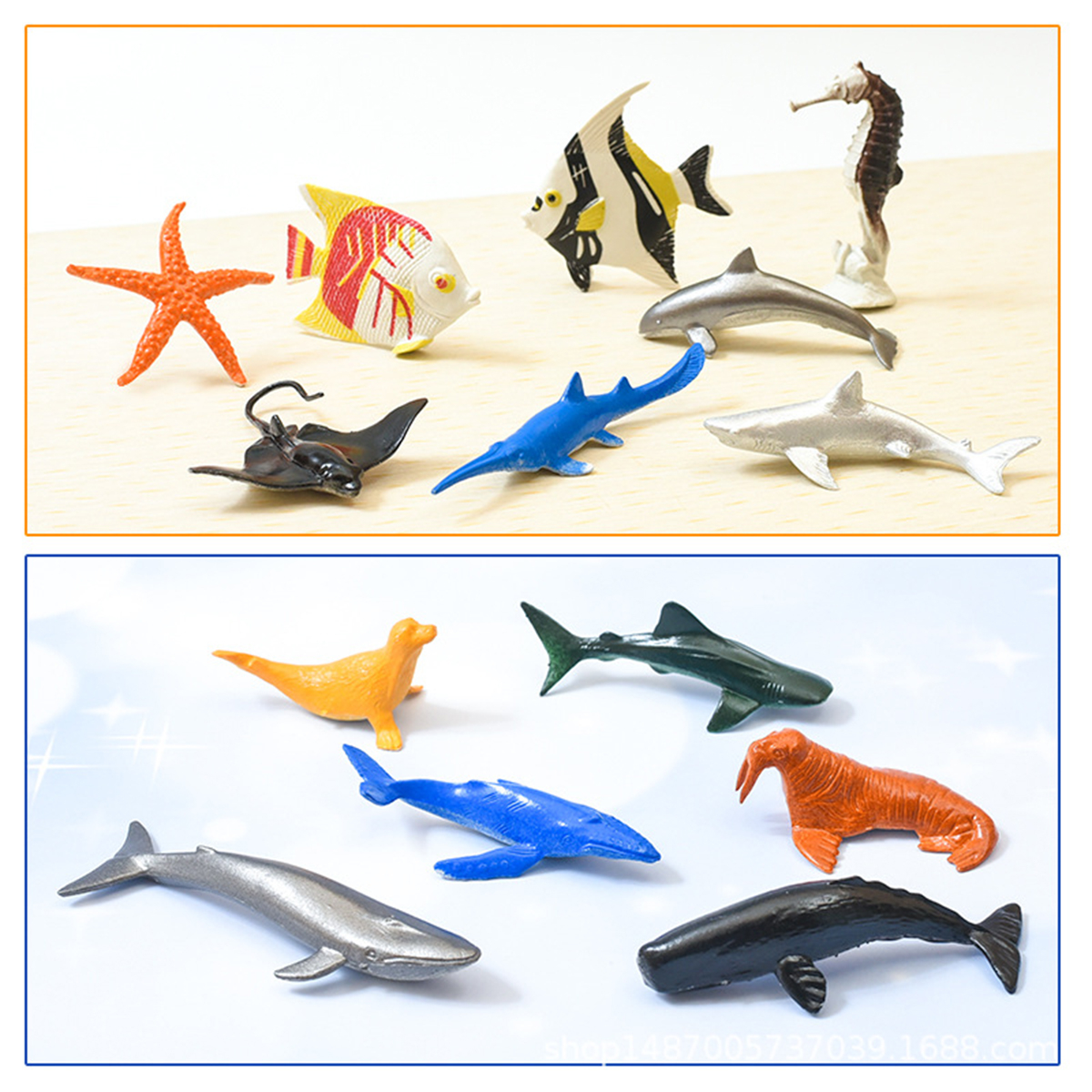 Bộ 46 đồ chơi mô hình Cá Biển & quần thể Sinh Vật biển đáy Đại Dương New4all Animal Ocean World nhựa cho bé 3 tuổi