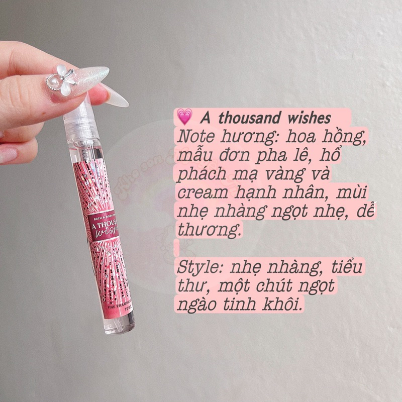 Bodymist chai chiết 10ml mùi hot trend