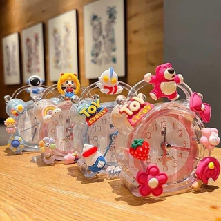 Đồng hồ để bàn,đồng hồ báo thức trong suốt hình thú siêu dễ thương