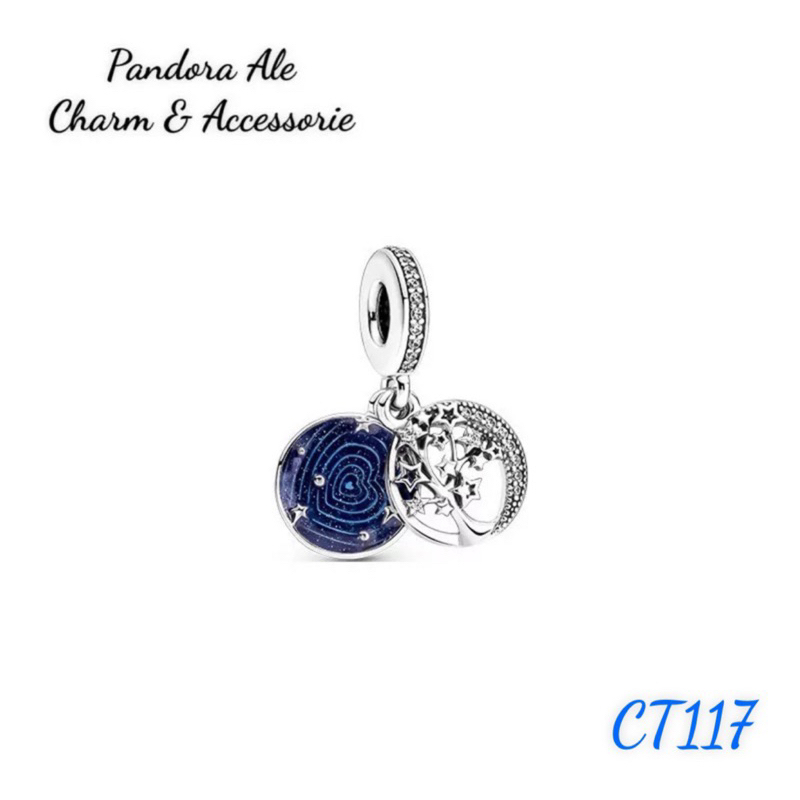 PAN ALE CHARM TREO CÂY TRĂNG SAO ĐÍNH ĐÁ BẠC S925