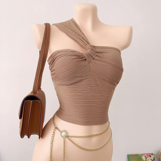 Áo thun croptop thiết kế lệch vai phong cách quyến rũ 2 màu l375875