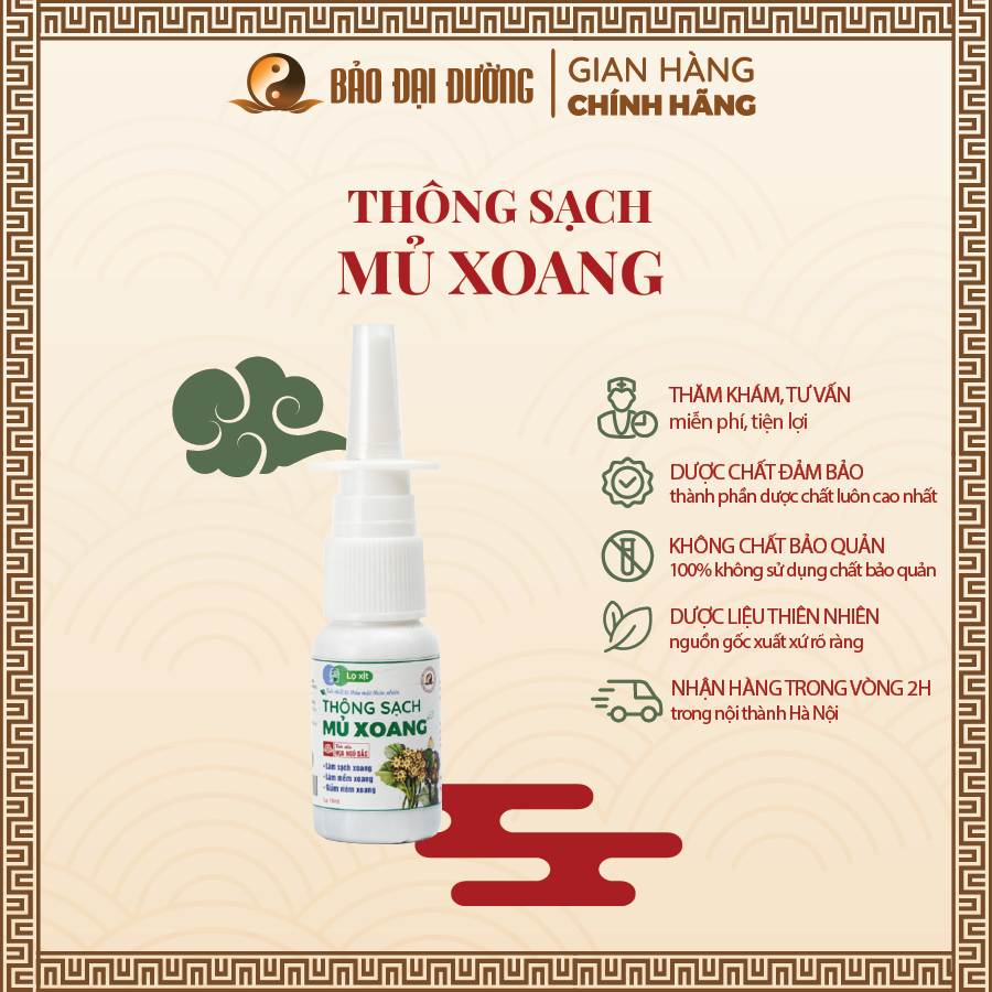 Thông Sạch Mủ Khoang Bảo Đại Đường Hỗ Tợ Vệ Sinh Mũi Giảm Xoang Các Bệnh Đường Hô Hấp 10ml