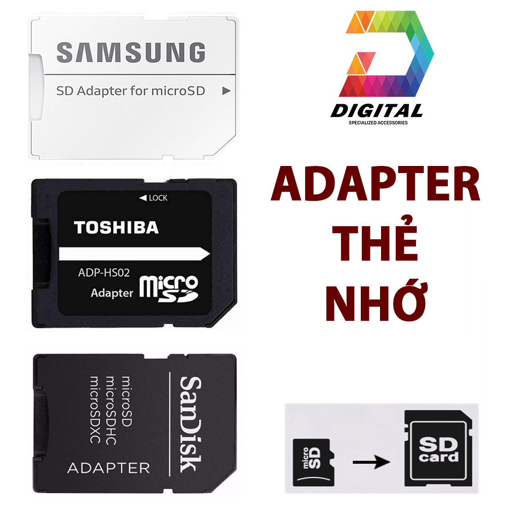 Adapter Thẻ Nhớ Chuyển Đổi Thẻ Nhớ Micro SD Sang Thẻ SD Chính Hãng