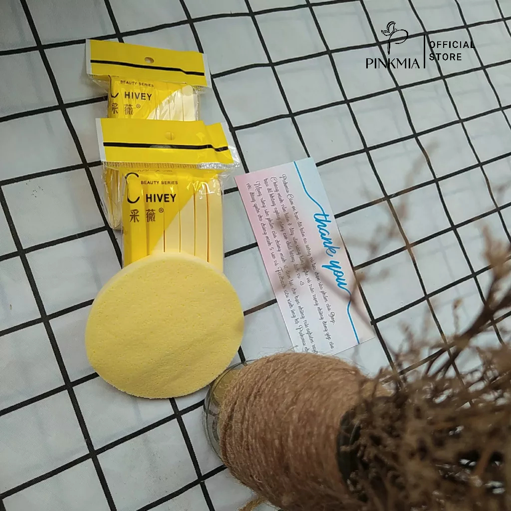 Gói Bông Mút Bọt Biển Rửa Mặt Chivey Chính Hãng Màu Vàng