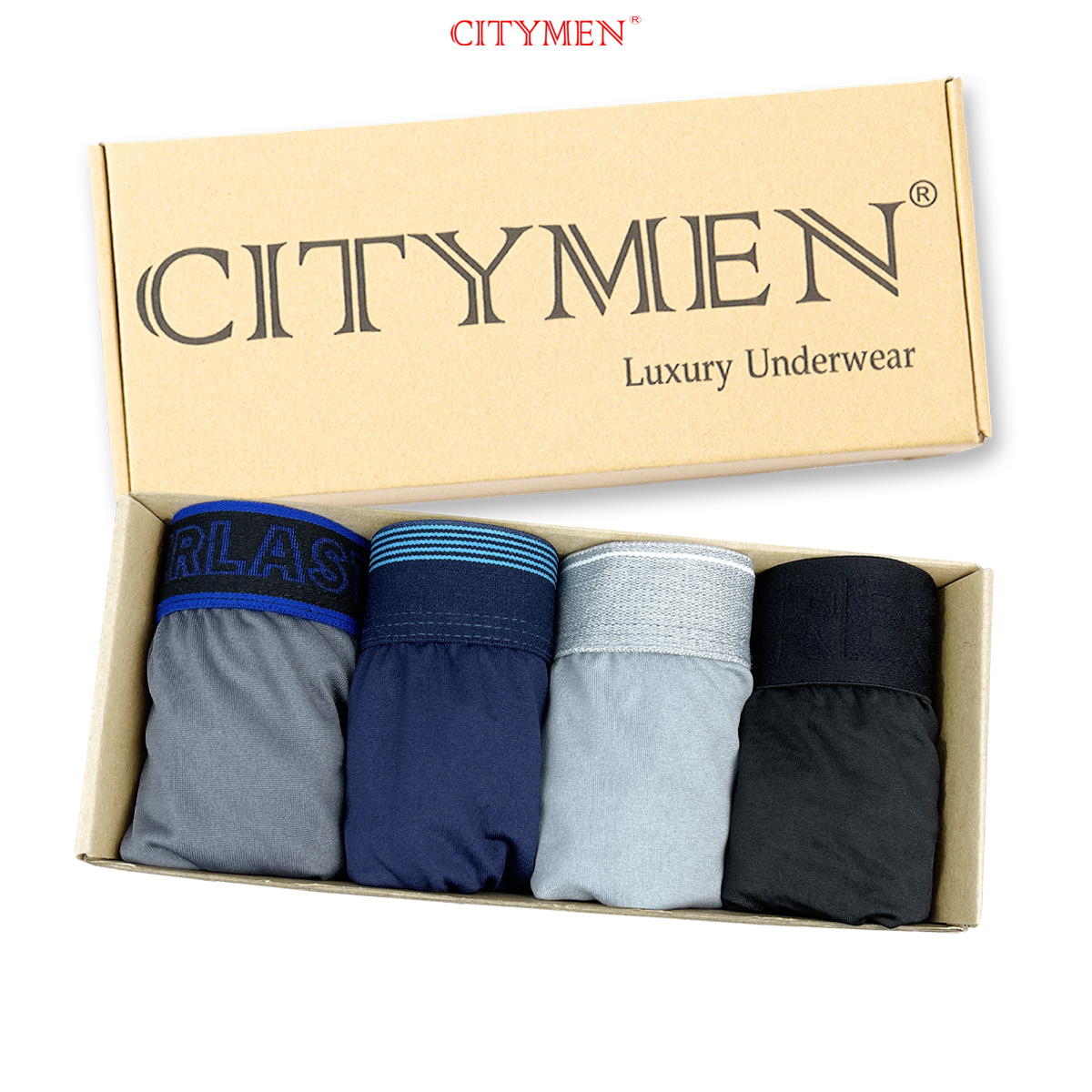 Hộp 4 Quần Lót Nam Boxer Co Dãn 4 Chiều Nhiều Lưng Vải Thun Lạnh Hiệu CITYMEN Cao Cấp, Đồ Lót - CTSP-MULTIBL