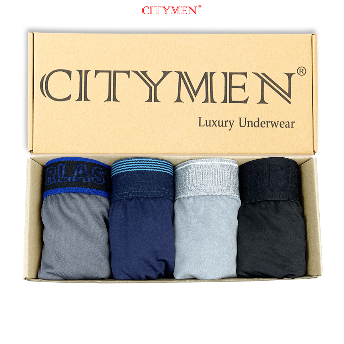 Hộp 4 Quần Lót Nam Boxer Co Dãn 4 Chiều Nhiều Lưng Vải Thun Lạnh Hiệu CITYMEN Cao Cấp, Đồ Lót - CTSP-MULTIBL