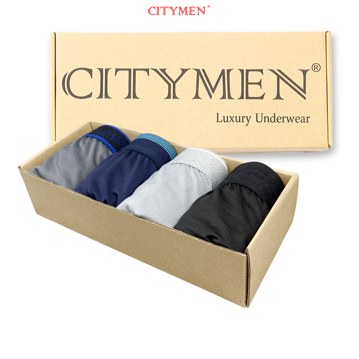 Hộp 4 Quần Lót Nam Boxer Co Dãn 4 Chiều Nhiều Lưng Vải Thun Lạnh Hiệu CITYMEN Cao Cấp, Đồ Lót - CTSP-MULTIBL