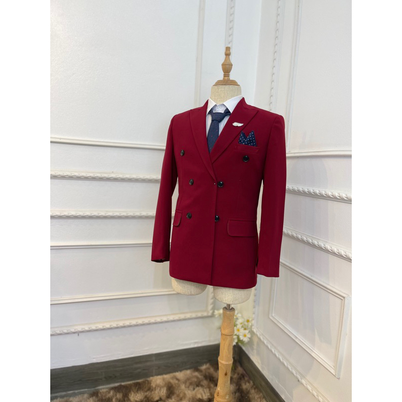 Bộ vest nam màu đỏ đô 6 cúc cao cấp